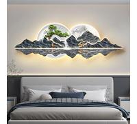 SOFACHEN Wall Hanging Decor with LED Light,Plug-in Power Supply 3D Wall Art Decor, Frameless design, Modern crystal porcelain wall decor For Living Room, Entrance, Bedroom(Color O,150cm)