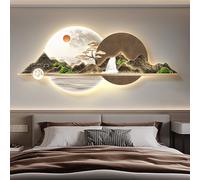 SOFACHEN Wall Hanging Decor with LED Light,Plug-in Power Supply 3D Wall Art Decor, Frameless design, Modern crystal porcelain wall decor For Living Room, Entrance, Bedroom(Color R,120cm)