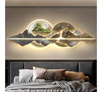 SOFACHEN Wall Hanging Decor with LED Light,Plug-in Power Supply 3D Wall Art Decor, Frameless design, Modern crystal porcelain wall decor For Living Room, Entrance, Bedroom(Color G,150cm)