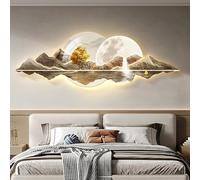 SOFACHEN Wall Hanging Decor with LED Light,Plug-in Power Supply 3D Wall Art Decor, Frameless design, Modern crystal porcelain wall decor For Living Room, Entrance, Bedroom(Color Q,180cm)