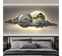 SOFACHEN Wall Hanging Decor with LED Light,Plug-in Power Supply 3D Wall Art Decor, Frameless design, Modern crystal porcelain wall decor For Living Room, Entrance, Bedroom(Color B,120cm)