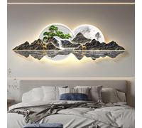 SOFACHEN Wall Hanging Decor with LED Light,Plug-in Power Supply 3D Wall Art Decor, Frameless design, Modern crystal porcelain wall decor For Living Room, Entrance, Bedroom(Color N,180cm)