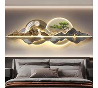 SOFACHEN Wall Hanging Decor with LED Light,Plug-in Power Supply 3D Wall Art Decor, Frameless design, Modern crystal porcelain wall decor For Living Room, Entrance, Bedroom(Color I,120cm)
