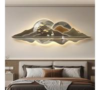 SOFACHEN Wall Hanging Decor with LED Light,Plug-in Power Supply 3D Wall Art Decor, Frameless design, Modern crystal porcelain wall decor For Living Room, Entrance, Bedroom(Color K,180cm)