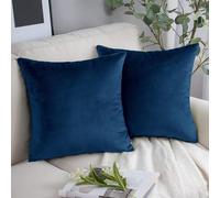 SofaHeaven Cushion Covers 45 x 45 cm (Pack of 2) - Decorative Plush velvet Square Throw Pillow Cases - Luxury Soft Cushion Cover for Sofa Couch Bedroom with Invisible Zipper 18x18 Inches (Blue)