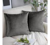 SofaHeaven Cushion Covers 45 x 45 cm (Pack of 2) - Decorative Plush velvet Square Throw Pillow Cases - Luxury Soft Cushion Cover for Sofa Couch Bedroom with Invisible Zipper 18x18 Inches (Grey)