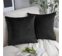 SofaHeaven Cushion Covers 45 x 45 cm (Pack of 2) - Decorative Plush velvet Square Throw Pillow Cases - Luxury Soft Cushion Cover for Sofa Couch Bedroom with Invisible Zipper 18x18 Inches (Black)
