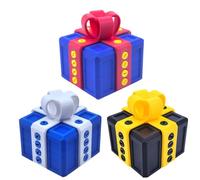 sofarefinish 3.14'' Annoying Gift Box, Multicolor 3D Printed Prank Box, Prank Box Set, 3 Count (Blue with Red, Blue with White, Black with Yellow)