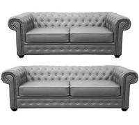 Sofas and More Chesterfield Style Venus Sofa 3 Seater 2 Seater Armchair Grey Faux Leather (3+2 Seater)