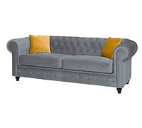 Sofas and More Hilton Chesterfield style Grey French Velvet fabric 3+2 Seater sofa set (3 Seater)