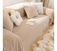 Sofas Throw Blanket 1/2/3/4 Seater king size Double Throws for bed Settees armchairs Soft cosy fluffy Solid Colour One side Plush Extra Large Sofa Covers Sofa Cushion for Living Room (Brown,180x180cm)