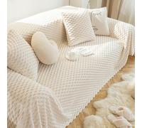 Sofas Throw Blanket 1/2/3/4 Seater king size Double Throws for bed Settees armchairs Soft cosy fluffy Solid Colour One side Plush Extra Large Sofa Covers Sofa Cushion for Living Room (Beige,180x300cm)