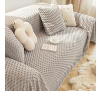 Sofas Throw Blanket 1/2/3/4 Seater king size Double Throws for bed Settees armchairs Soft cosy fluffy Solid Colour One side Plush Extra Large Sofa Covers Sofa Cushion for Living Room (Grey,180x340cm)