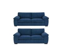 Sofaselectionuk Ltd Amalfi 3+2 Seater Sofa Set In Blue Fabric With Memory Foam Seating