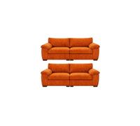 Sofaselectionuk Ltd Amalfi 3+2 Seater Sofa Set In Orange Fabric With Memory Foam Seating
