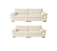 Sofaselectionuk Ltd Amalfi 3+2 Seater Split Sofa Soft Fabric In Cream