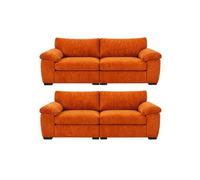 Sofaselectionuk Ltd Amalfi 3+2 Seater Split Sofa Soft Fabric In Orange