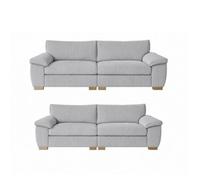 Sofaselectionuk Ltd Amalfi 3+2 Seater Split Sofa Soft Fabric In Silver