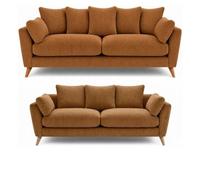 Sofaselectionuk Ltd Harlow Jumbo Cord 3+2 Seater Sofa Set, Modern Tailored Design In Beige