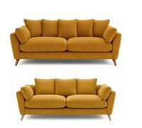 Sofaselectionuk Ltd Harlow Jumbo Cord 3+2 Seater Sofa Set, Modern Tailored Design In Mustard