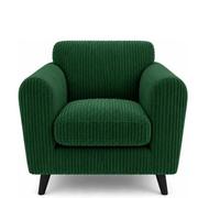 Sofaselectionuk Ltd Harlow Jumbo Cord Cuddle Chair, Modern Tailored Wide Armchair In Green
