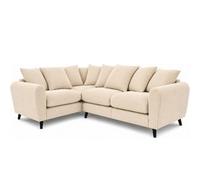 Sofaselectionuk Ltd Harlow Jumbo Cord Left Hand Dual Arm Corner Sofa, Modern Design In Cream