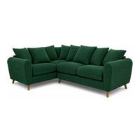 Sofaselectionuk Ltd Harlow Jumbo Cord Left Hand Dual Arm Corner Sofa, Modern Design In Green