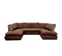 Sofaselectionuk Ltd Sofa Selection Jumbo U Shaped Full Back Sofa In Brown Color Seats 6 To 7 People, Memory Foam Comfort, Removable Covers