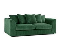 Sofaselectionuk Ltd Sofaselection Jumbo Cord 3 Seater Sofa In Green Colour Soft Cord Fabric With Plush Scatter Back Cushions For Ultimate Comfort