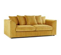 Sofaselectionuk Ltd Sofaselection Jumbo Cord 3 Seater Sofa In Mustard Colour Soft Cord Fabric With Plush Scatter Back Cushions For Ultimate Comfort