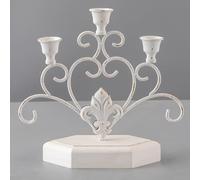 SOFE Antique 3 Candle Candelabra, 11 Inch Tall Taper Candle Sticks Holder, White Candelabra Candle Holder Table Centerpiece, Wrought Iron Scroll Candle Holder Stand for Fireplace, Valentines Day