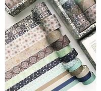 Sofecto 12 Rolls With 4 Sizes Van Gogh World of Colors Washi Tapes, Decorative Washi Masking Tape Colorful Writable Tape for Craft, Scrapbook, Bullet Journal, DIY, Gift Wrapping(Grey)