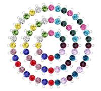 Sofecto 72 Pieces Birthstone Charms DIY Round Beads Pendant with Rings Handmade Crystal Charm for Jewelry Necklace Bracelet Ankle Earring Making Supplies, 7mm, 12 Colors
