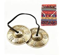 Sofecto Tibetan Tingsha Cymbals Bells with Tibetan Drawstring Cloth Bag, Handcrafted Tibetan Meditation with Buddhist Symbols, Yoga Chimes Cymbals for Sound Healing Spiritual Gift, 2.6in/6.5cm
