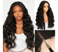 Sofeiyan 13x4 HD Transparent Lace Front Wigs,26 Inch Loose Deep Wave Wigs,Black Brown Layered Wigs for Women,Synthetic Glueless Wigs for Daily Prom Festival Holiday