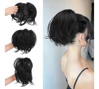 Sofeiyan Braid Hairpiece with Clip, Short Ponytail Hair Extension with Integrated Flexible Wire for DIY Styling, Straight Synthetic Hair Ponytail Extension Wig for Women, Black