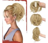 Sofeiyan Braid Hairpiece with Clip, Short Ponytail Hair Extension with Integrated Flexible Wire for DIY Styling, Straight Synthetic Hair Ponytail Extension Wig for Women, Honey Blonde/Platinum Blonde