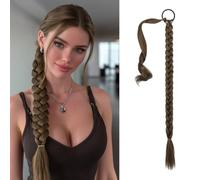 Sofeiyan Long Braid Ponytail Extension with Hair Tie Fluffy Straight Wrap Around Hair Extensions Ponytail Natural Soft Synthetic Braid Hairpieces for Women Daily Wear, 26 inch-4/30#