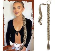 Sofeiyan Long Braid Ponytail Extension with Hair Tie Straight Sleek Wrap Around Hair Extensions Braid Pony Tail Fluffy Natural Soft Synthetic Hairpieces for Women Daily Wear, 30 inch