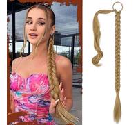 Sofeiyan Long Braid Ponytail Extension with Hair Tie Straight Sleek Wrap Around Hair Extensions Braid Pony Tail Fluffy Natural Soft Synthetic Hairpieces for Women Daily Wear, 30 inch