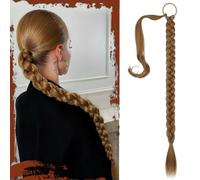 Sofeiyan Long Braid Ponytail Extension with Hair Tie Straight Sleek Wrap Around Hair Extensions Braid Pony Tail Fluffy Natural Soft Synthetic Hairpieces for Women Daily Wear, 30 inch-Dark Blonde