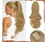 Sofeiyan Ponytail Extension for Women,24 inch Drawstring Ponytail Extension with Hair Comb Insert,Synthetic Clip on Hairpiece Layered Fluffy Thick Pony Tails,Blonde Mixed