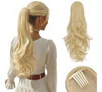 Sofeiyan Ponytail Extension for Women,24 inch Drawstring Ponytail Extension with Hair Comb Insert,Synthetic Clip on Hairpiece Layered Fluffy Thick Pony Tails,Ash Blonde