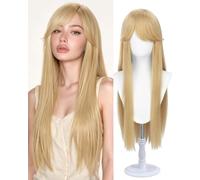 Sofeiyan Wigs for Woman,Universal Cosplay Wig with Bangs,Blonde Wig | 31 Inch Long Straight Anime Costume Wig,Heat-Resistant Synthetic Hair for Halloween Party Fancy Dress Comic Con Pantomime