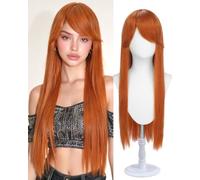 Sofeiyan Wigs for Woman,Universal Cosplay Wig with Bangs,Copper Red Wig | 31 Inch Long Straight Anime Costume Wig,Heat-Resistant Synthetic Hair for Halloween Party Fancy Dress Comic Con Pantomime