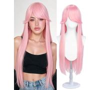 Sofeiyan Wigs for Woman,Universal Cosplay Wig with Bangs,Pink Wig | 31 Inch Long Straight Anime Costume Wig,Heat-Resistant Synthetic Hair for Halloween Party Fancy Dress Comic Con Pantomime
