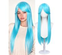 Sofeiyan Wigs for Woman,Universal Cosplay Wig with Bangs,Turquoise Blue Wig | 31 Inch Long Straight Anime Costume Wig,Heat-Resistant Synthetic Hair for Halloween Party Fancy Dress Comic Con Pantomime