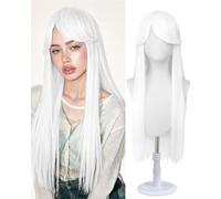 Sofeiyan Wigs for Woman,Universal Cosplay Wig with Bangs,White Wig | 31 Inch Long Straight Anime Costume Wig,Heat-Resistant Synthetic Hair for Halloween Party Fancy Dress Comic Con Pantomime