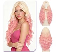 Sofeiyan Wigs for Women,28 Inches Centre-Parted Wig with Small Lace Front | Long Wavy Wig,Heat Resistant Synthetic Wigs for Daily Parties Cosplay Carnival Celebrations,Strawberry Blonde Ombre