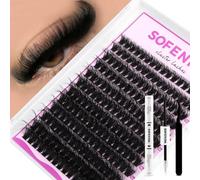 SOFENIDA Eyelash Cluster Set, Fluffy Eyelash Clusters, 80D, 10-18mm Volume, D Curl Clusters, Eyelash Extensions, 3D Eyelash Clusters, DIY Eyelash Extension Kit (80D-10-18MIX Thick Set)